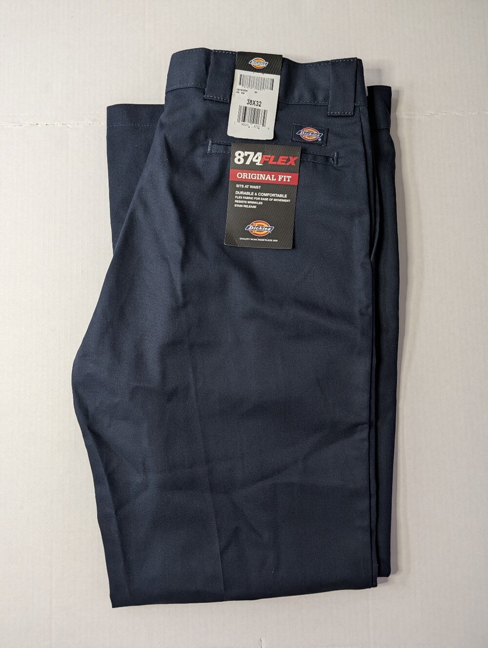 Dickies Men's 874 Flex Work Pants 38 W X 32 L Navy Blue Brand New With Tags.